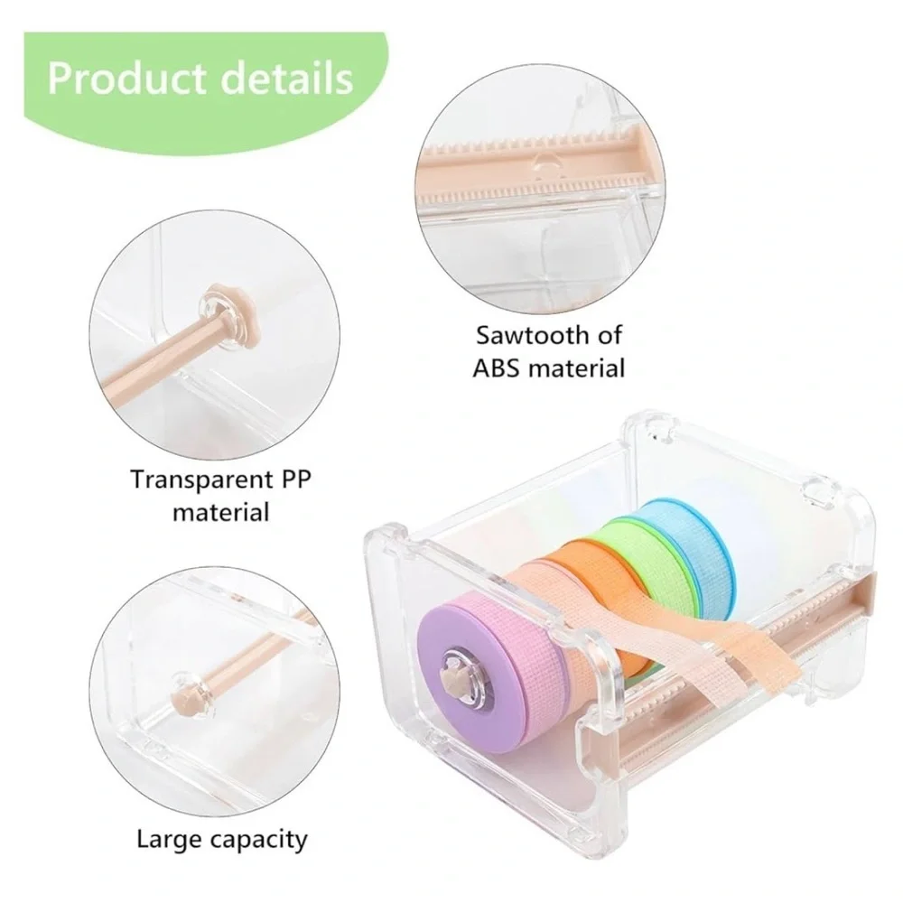 1-4 Pack Washi Tape Dispenser Transparent & Green Acrylic (3 more 4 pack avail)